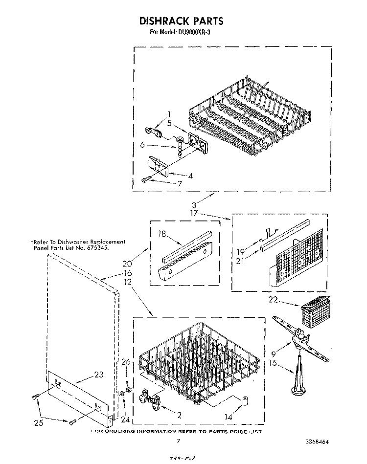 DISHRACK Diagram and Parts List for DU9000XR3  Whirlpool Dishwasher