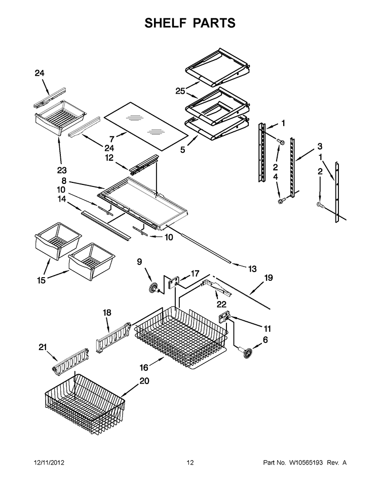 SHELF PARTS Diagram and Parts List for GB9FHDXWS08  Whirlpool Refrigerator