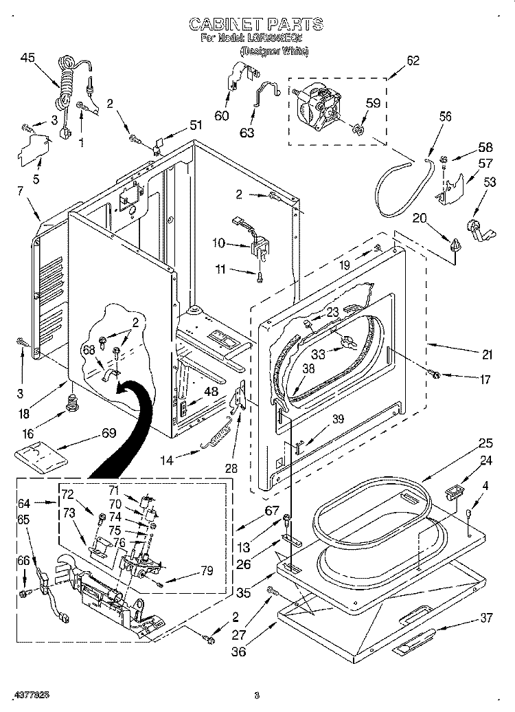CABINET Diagram and Parts List for LGR5848EQ5  Whirlpool Dryer