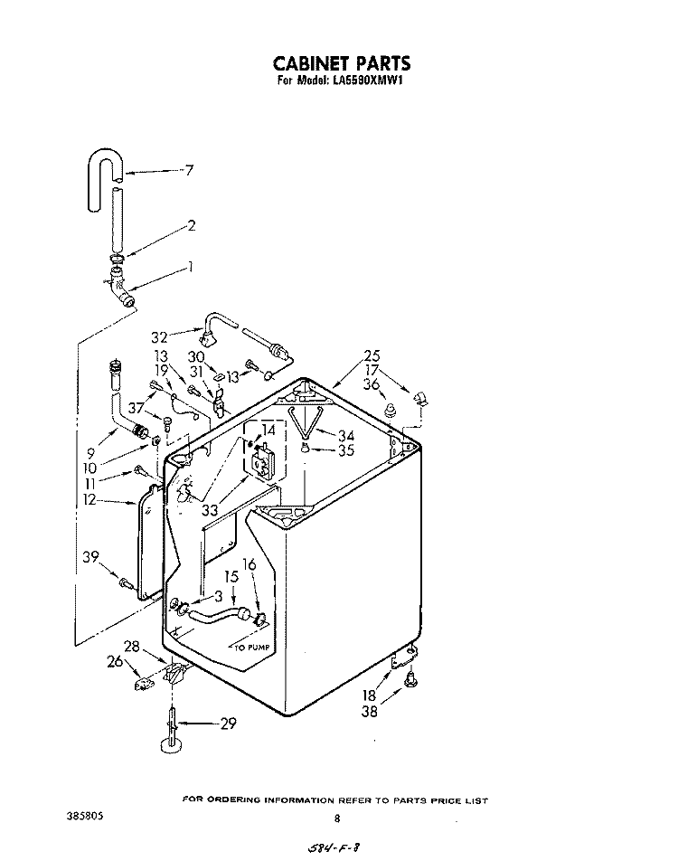 CABINET Diagram and Parts List for LA5580XMW1  Whirlpool Washer