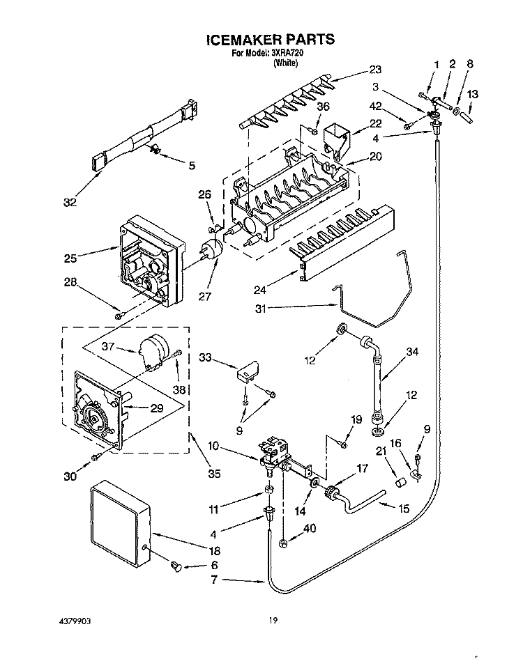 ICEMAKER, LIT/OPTIONAL Diagram and Parts List for 3XRA720  Whirlpool Refrigerator