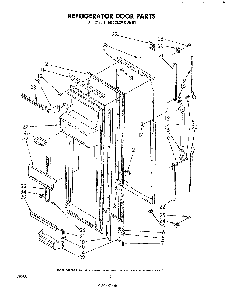 REFRIGERATOR DOOR Diagram and Parts List for ED22MMXLWR1  Whirlpool Refrigerator