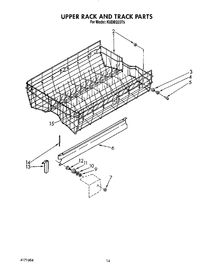 UPPER RACK AND TRACK Diagram and Parts List for KUDB220T5  KitchenAid Dishwasher