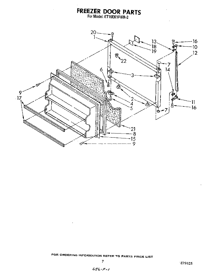 FREEZER DOOR Diagram and Parts List for ET16EK1PWR2  Whirlpool Refrigerator