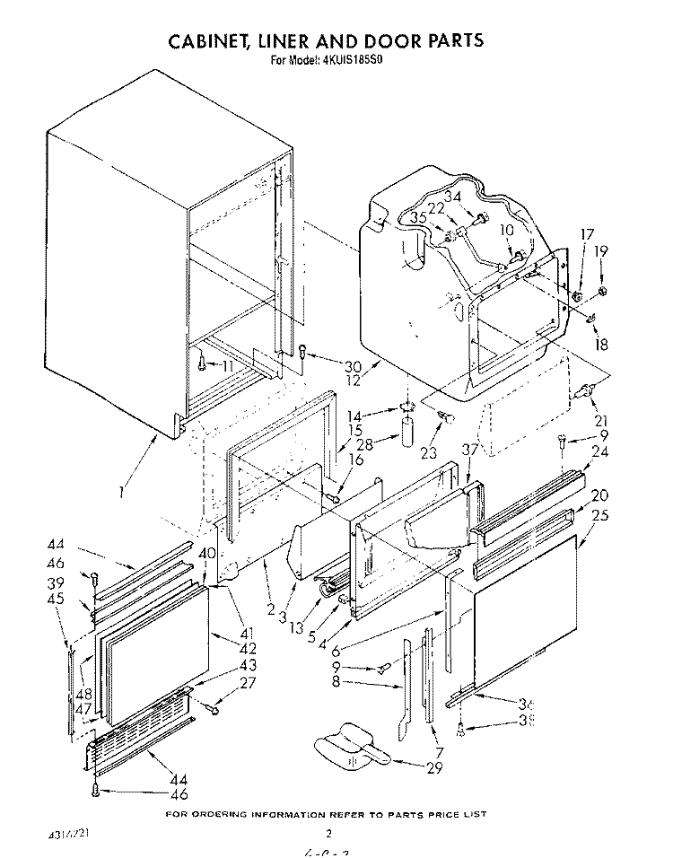 CABINET LINER AND DOOR , LIT/OPTION Diagram and Parts List for 4KUIS185S0  KitchenAid Ice Maker