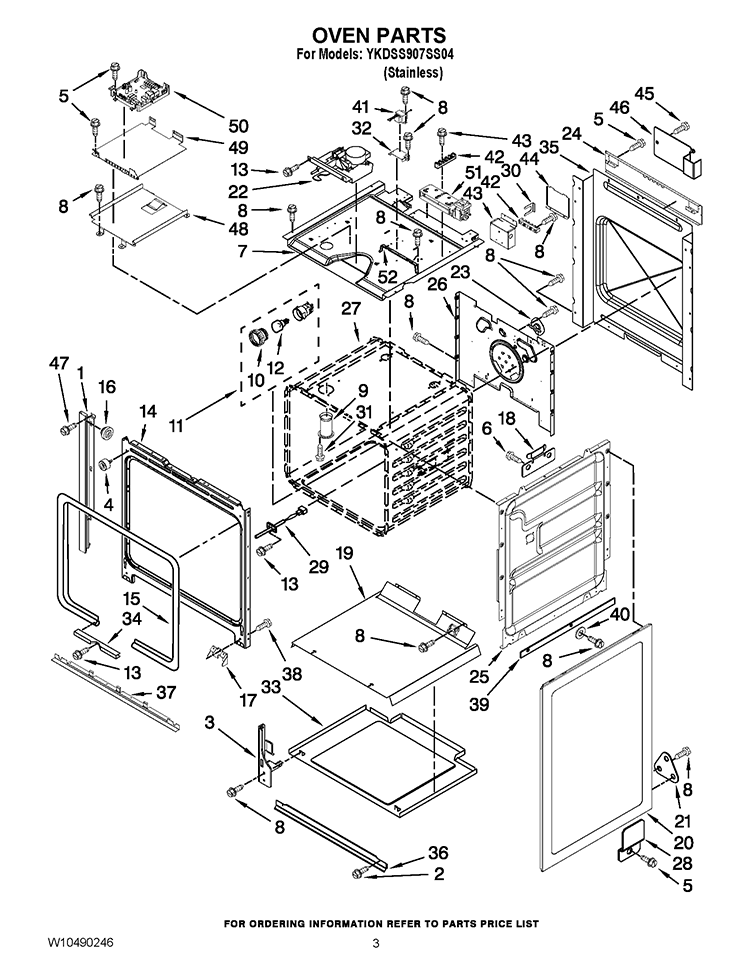 OVEN PARTS Diagram and Parts List for YKDSS907SS04  KitchenAid Range