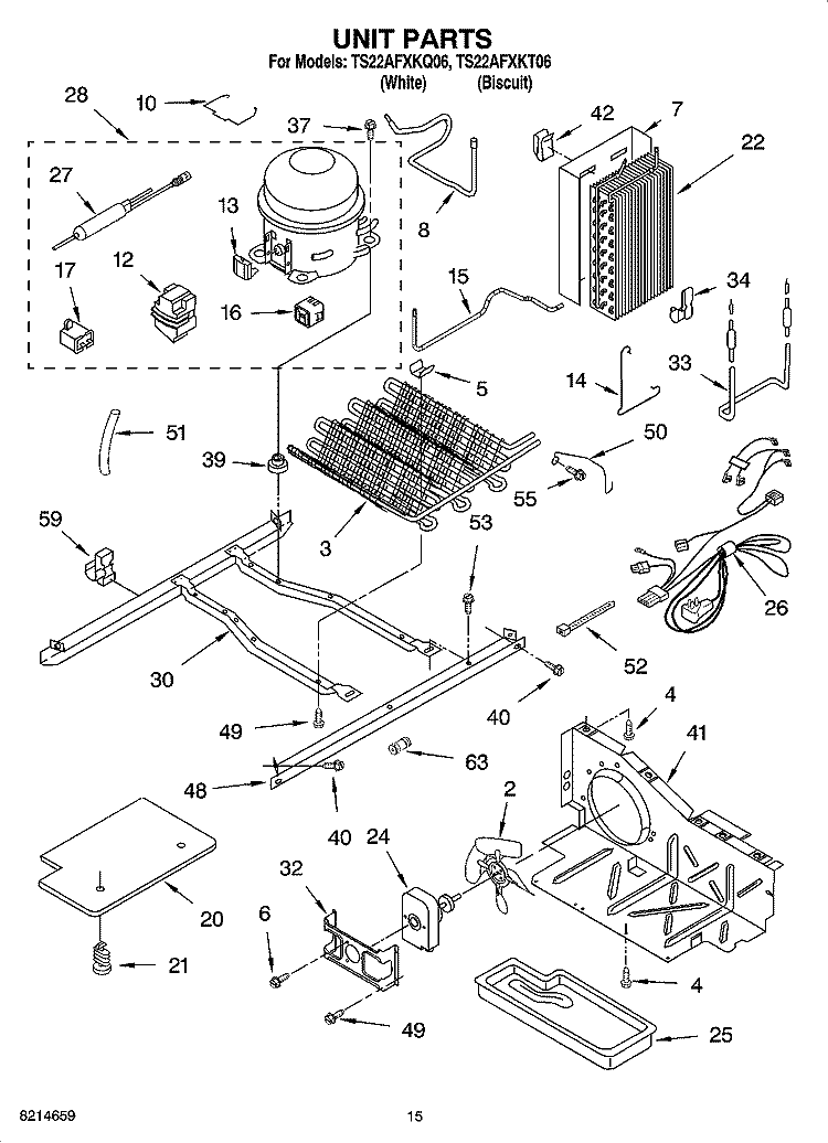 UNIT PARTS Diagram and Parts List for TS22AFXKQ06  Estate Refrigerator