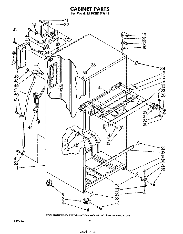 CABINET Diagram and Parts List for ET16XK1MWR1  Whirlpool Refrigerator