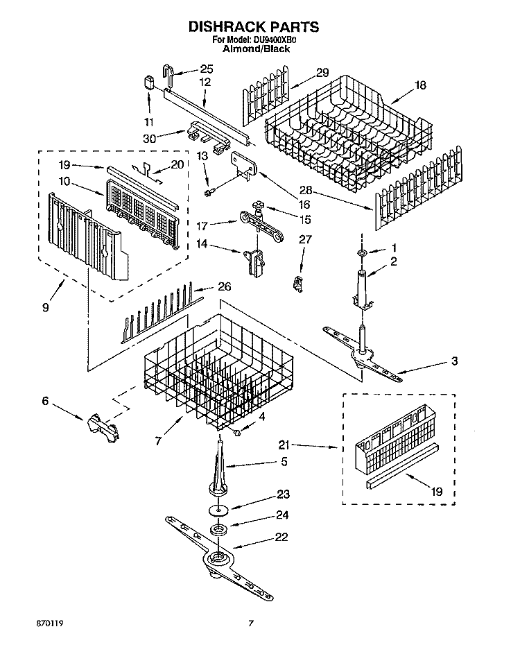 DISHRACK, LIT\OPTIONAL Diagram and Parts List for DU9400XB0  Whirlpool Dishwasher