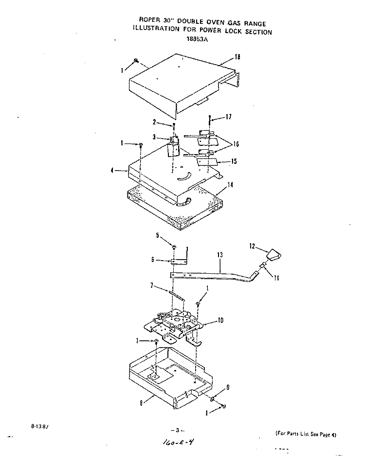 POWER LOCK Diagram and Parts List for 1885W3A  Roper Range