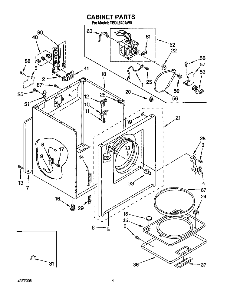 SECTION Diagram and Parts List for TEDL640AN0  Whirlpool Dryer