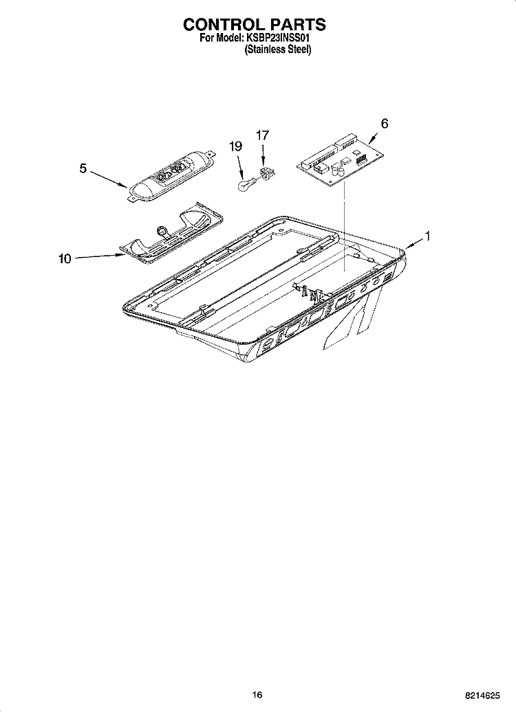 CONTROL PARTS Diagram and Parts List for KSBP23INSS01  KitchenAid Refrigerator