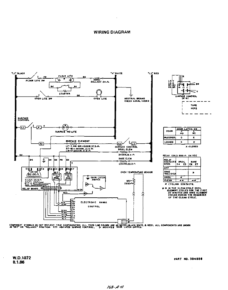 WIRING DIAGRAM Diagram and Parts List for F9857W0  Roper Range