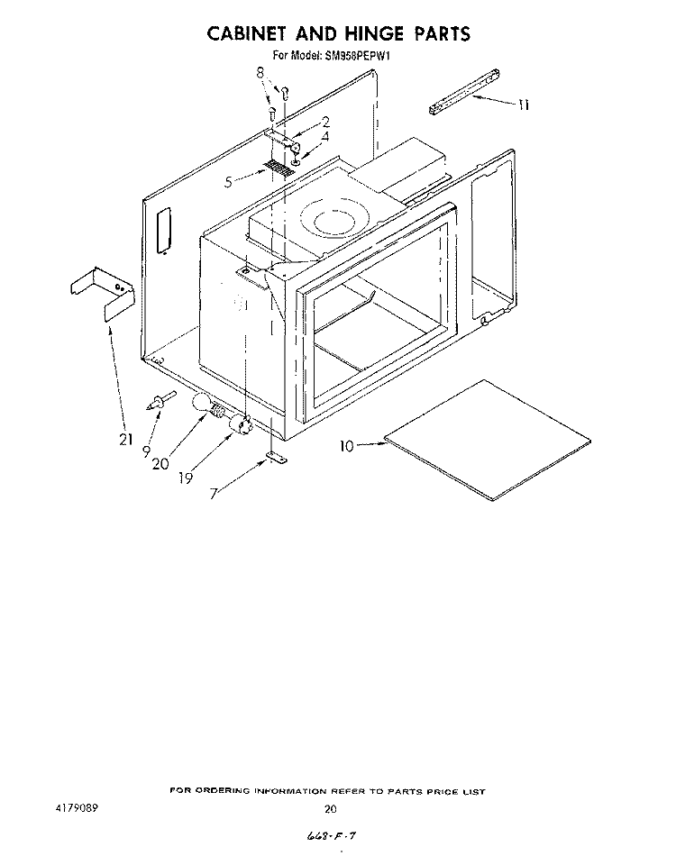 CABINET AND HINGE Diagram and Parts List for SM958PEPW1  Whirlpool Range