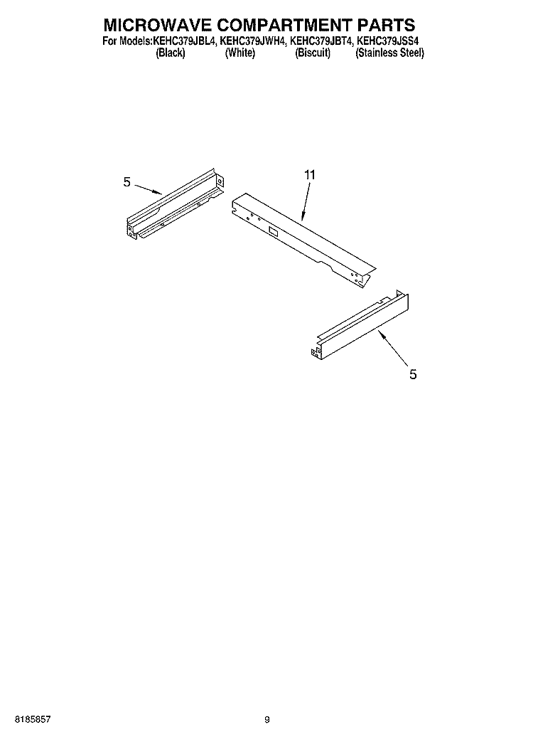 MICROWAVE COMPARTMENT Diagram and Parts List for KEHC379JBL4  KitchenAid Microwave Oven Combo
