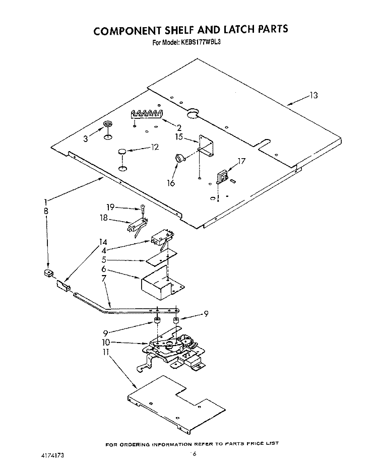 COMPONENT SHELF AND LATCH Diagram and Parts List for KEBS177WAL3  KitchenAid Wall Oven