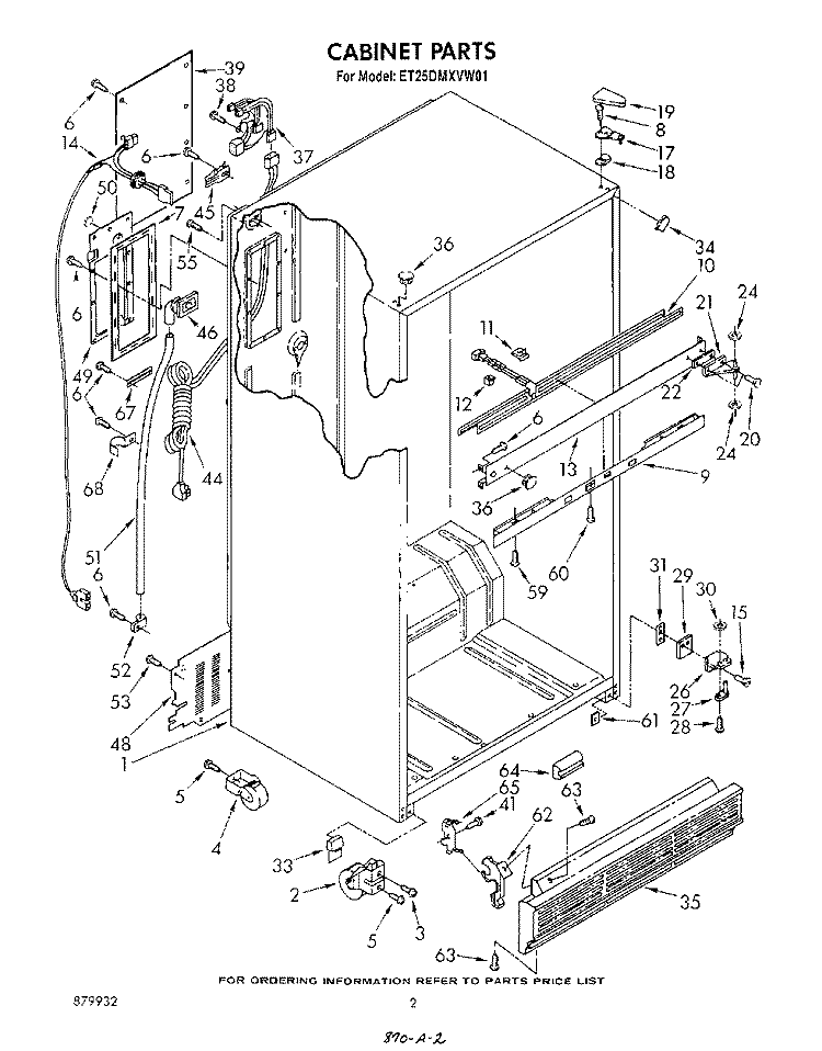 CABINET Diagram and Parts List for ET25DMXVM01  Whirlpool Refrigerator
