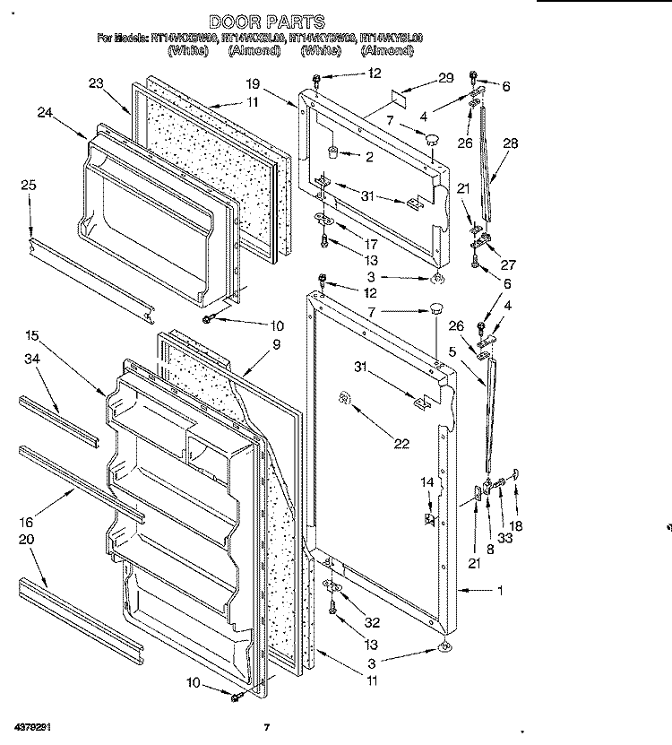 DOOR, LIT/OPTIONAL Diagram and Parts List for RT14VKXBW00  Roper Refrigerator