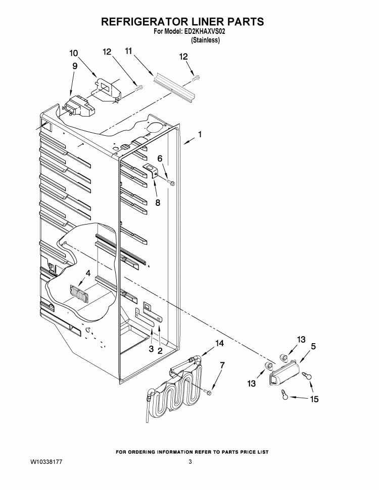 REFRIGERATOR LINER PARTS Diagram and Parts List for ED2KHAXVS02  Whirlpool Refrigerator