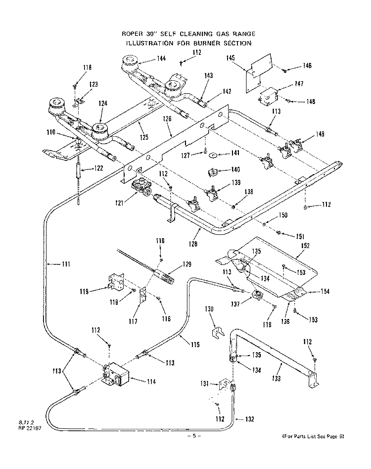 BODY Diagram and Parts List for 1353W1A  Roper Range