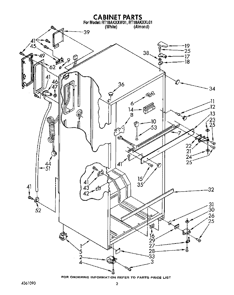 CABINET Diagram and Parts List for RT18AKXXW01  Roper Refrigerator