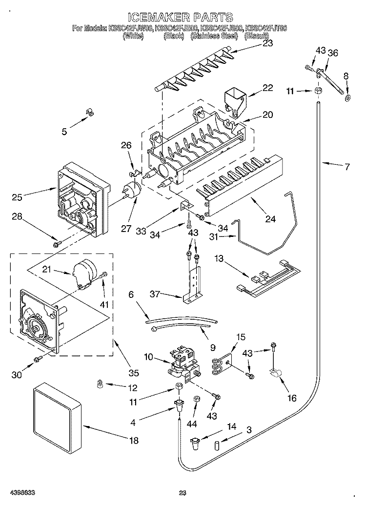 ICE MAKER, OPTIONAL Diagram and Parts List for KSSC42FJW00  KitchenAid Refrigerator