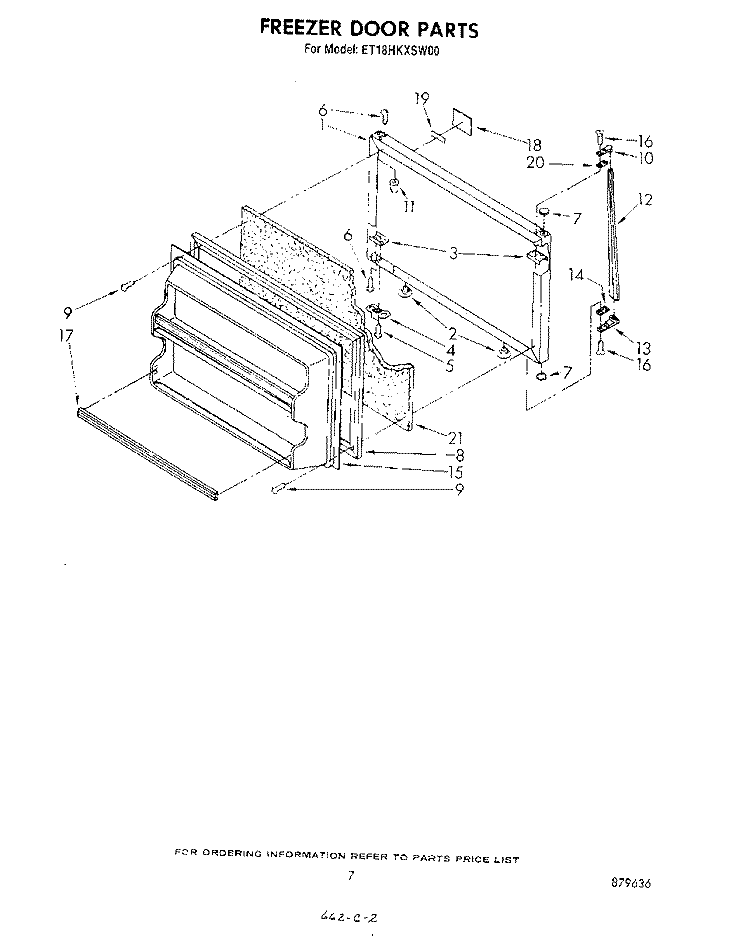 FREEZER DOOR Diagram and Parts List for ET18HKXSW00  Whirlpool Refrigerator