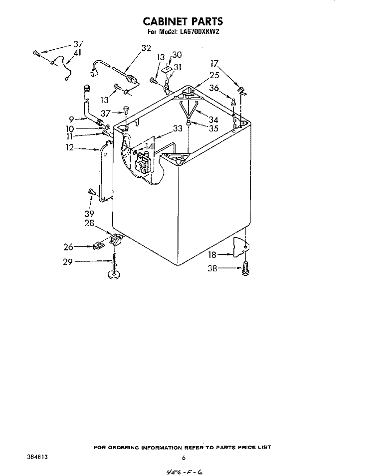 CABINET Diagram and Parts List for LA6700XKW2  Whirlpool Washer