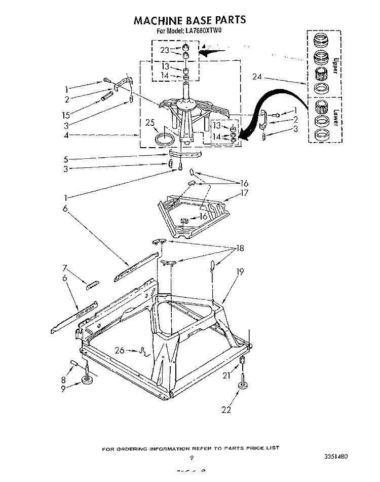 MACHINE BASE Diagram and Parts List for LA7680XTF0  Whirlpool Washer