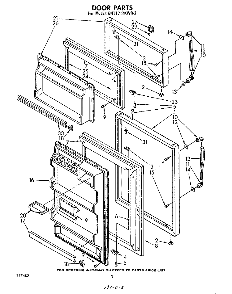 DOOR, LIT/OPTIONAL Diagram and Parts List for EHT171TKWR2  Whirlpool Refrigerator