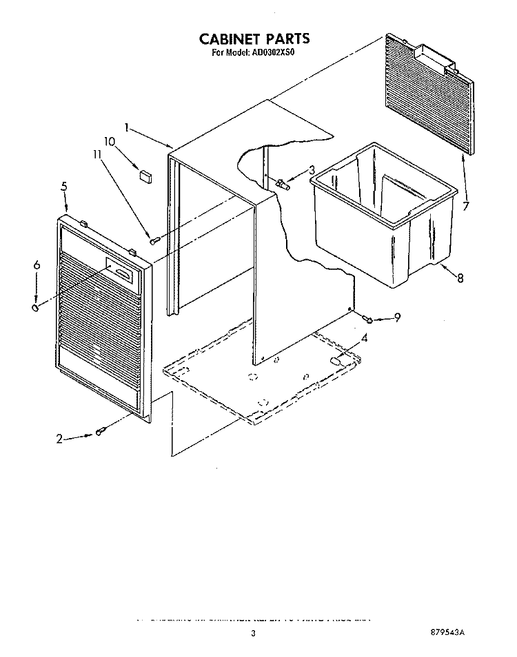 SECTION Diagram and Parts List for AD0302XS0  Whirlpool Dehumidifier