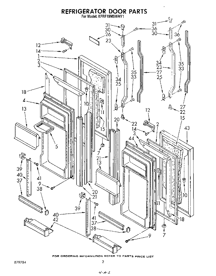 REFRIGERATOR DOOR Diagram and Parts List for KFRF19MSWHY1  KitchenAid Refrigerator