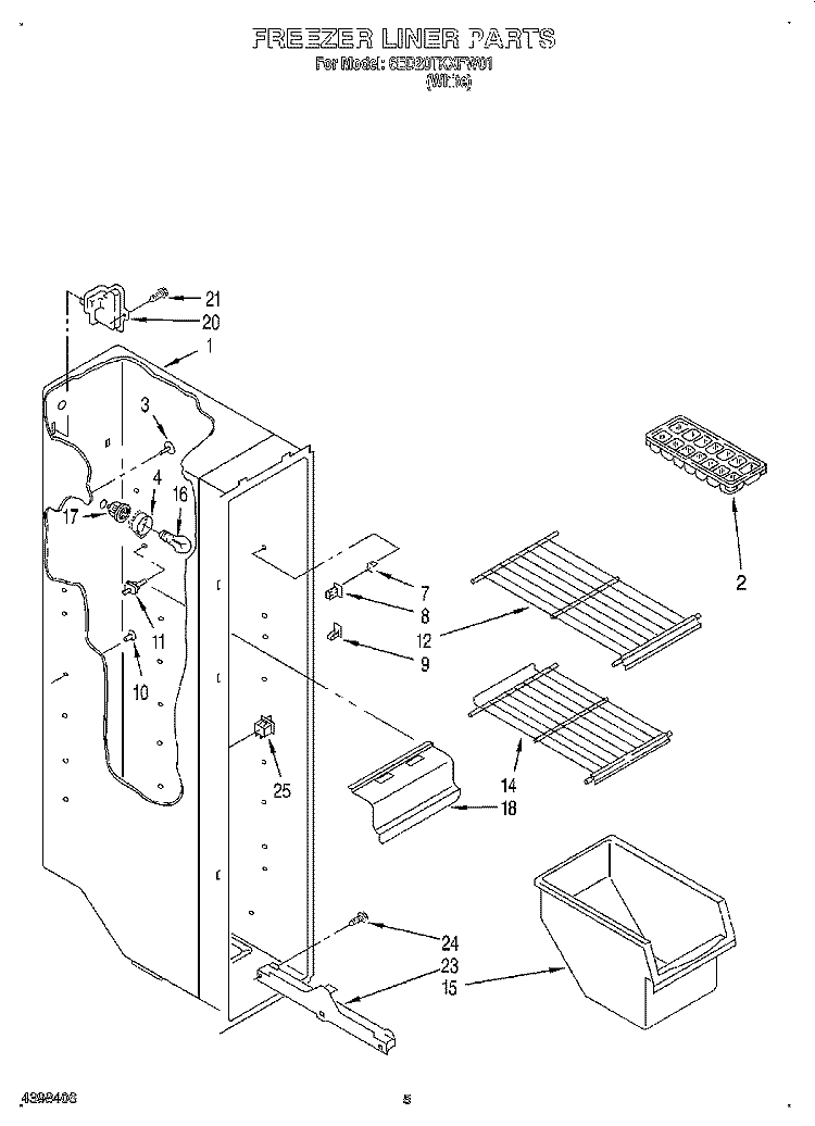 FREEZER LINER Diagram and Parts List for 6ED20TKXFW01  Whirlpool Refrigerator
