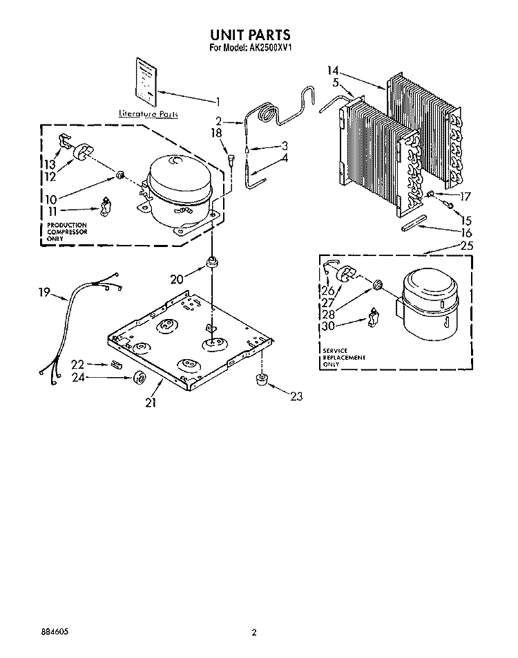 SECTION Diagram and Parts List for AK2500XV1  Whirlpool Dehumidifier