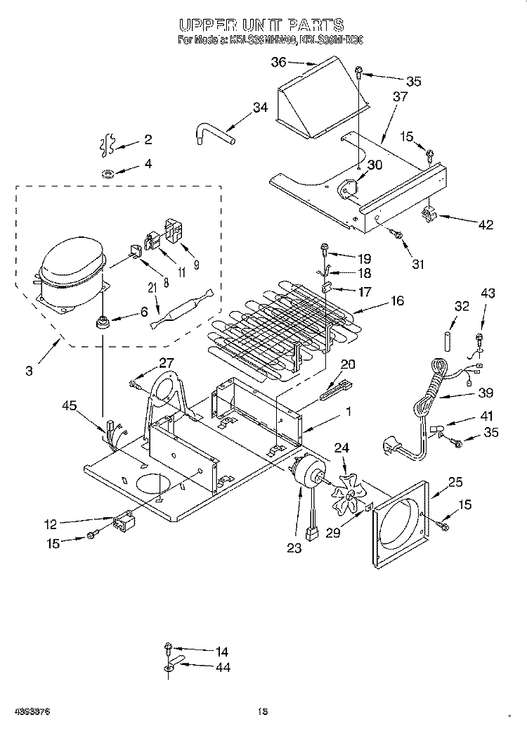 UPPER UNIT Diagram and Parts List for KBLS36MHX00  KitchenAid Refrigerator