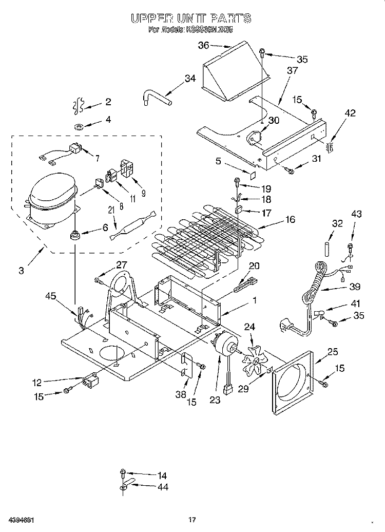 UPPER UNIT Diagram and Parts List for KSSS36MDX05  KitchenAid Refrigerator