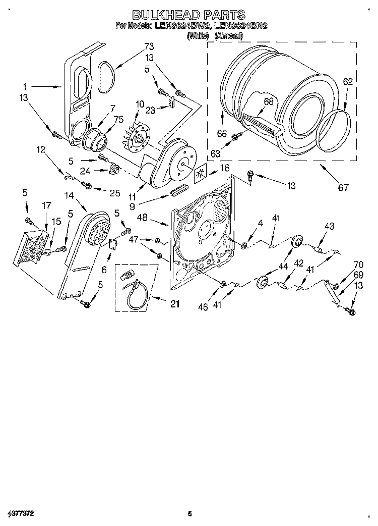 SECTION Diagram and Parts List for LEN3624BW2  Whirlpool Dryer