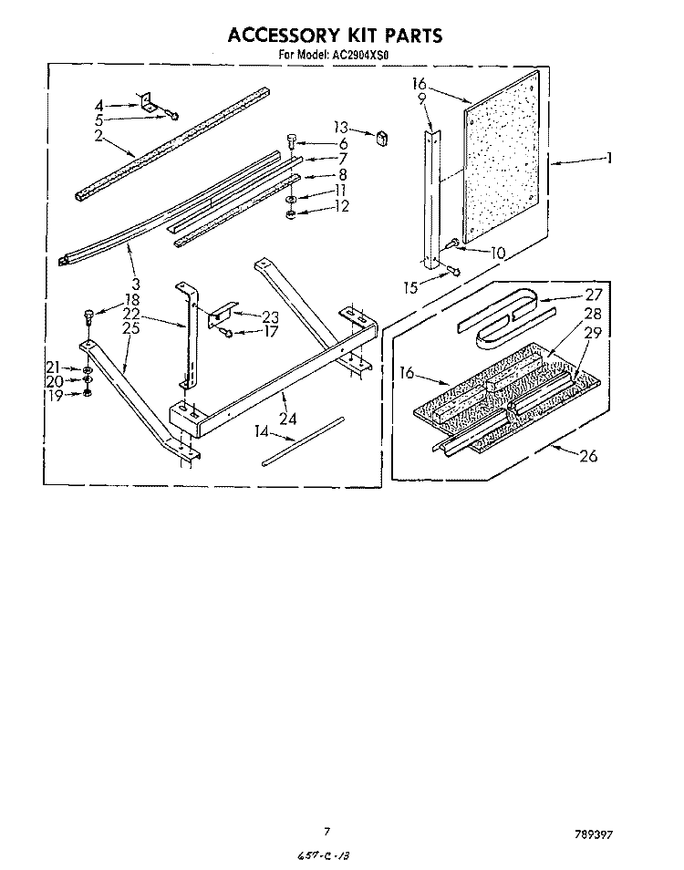 ACCESSORY KIT Diagram and Parts List for AC2904XS0  Whirlpool Air Conditioner