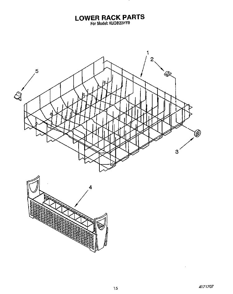 LOWER RACK Diagram and Parts List for KUDB23HY0  KitchenAid Dishwasher