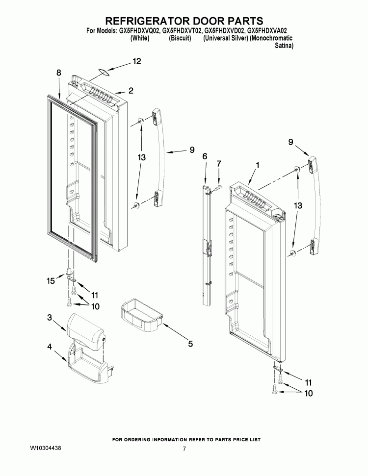 REFRIGERATOR DOOR PARTS Diagram and Parts List for GX5FHDXVA02  Whirlpool Refrigerator