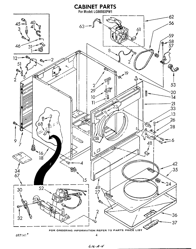 CABINET Diagram and Parts List for LG6606XPW1  Whirlpool Dryer