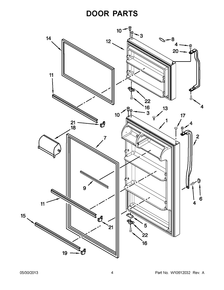 DOOR PARTS Diagram and Parts List for W8TXNWMBQ00  Whirlpool Refrigerator