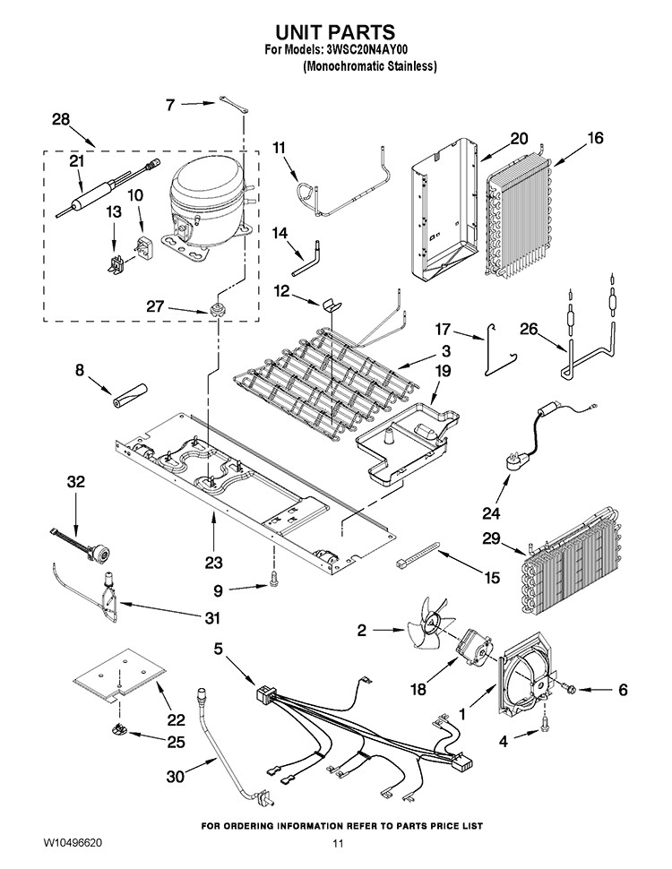 UNIT PARTS Diagram and Parts List for 3WSC20N4AY00  Whirlpool Refrigerator