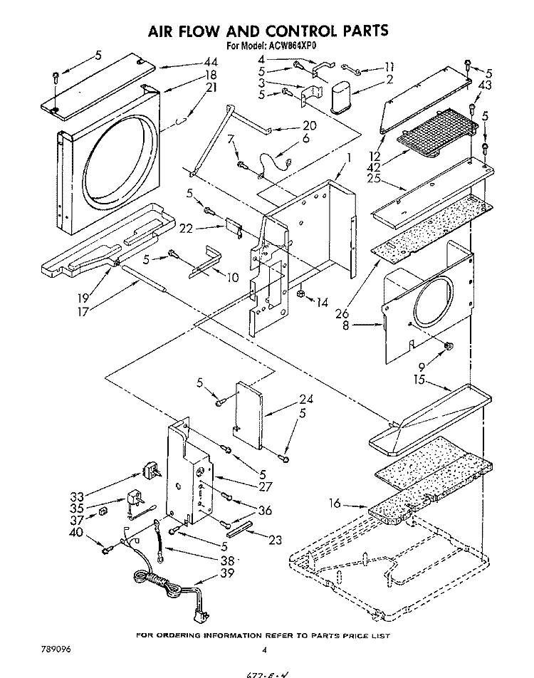 AIRFLOW AND CONTROL , LIT/OPTIONAL Diagram and Parts List for ACW864XP0  Whirlpool Air Conditioner