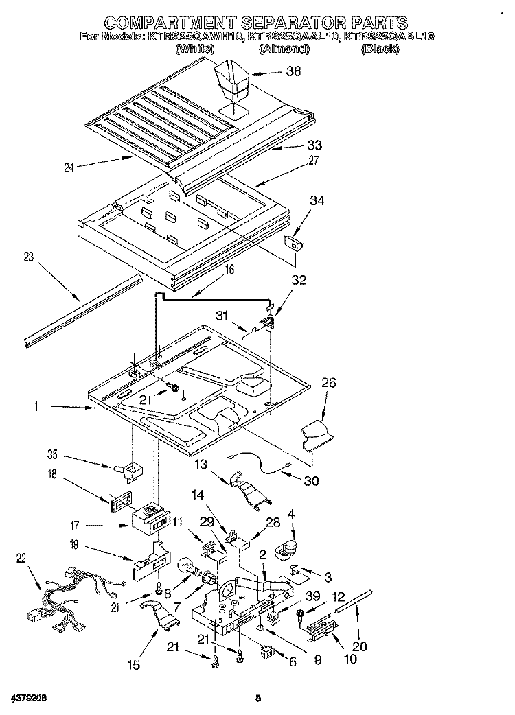 COMPARTMENT SEPARATOR Diagram and Parts List for KTRS25QAAL10  KitchenAid Refrigerator