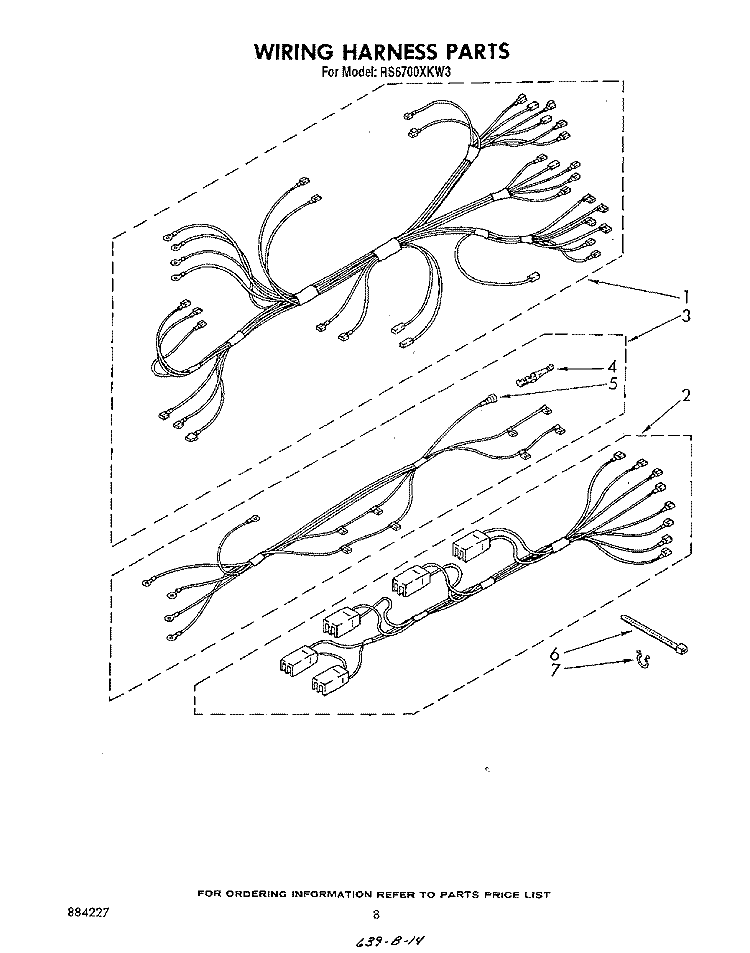 WIRING HARNESS Diagram and Parts List for RS6700XKW3  Whirlpool Range