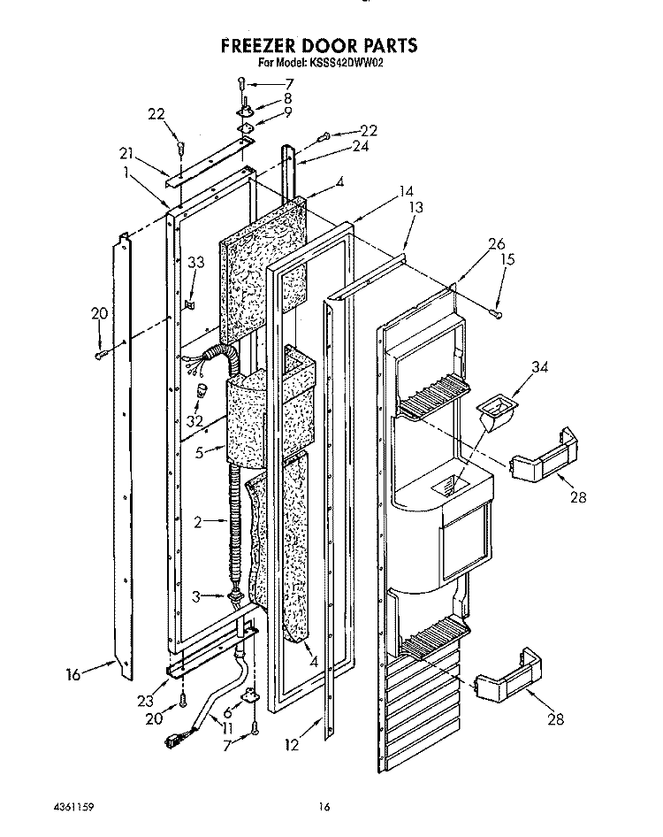 FREEZER DOOR Diagram and Parts List for KSSS42DWW02  KitchenAid Refrigerator