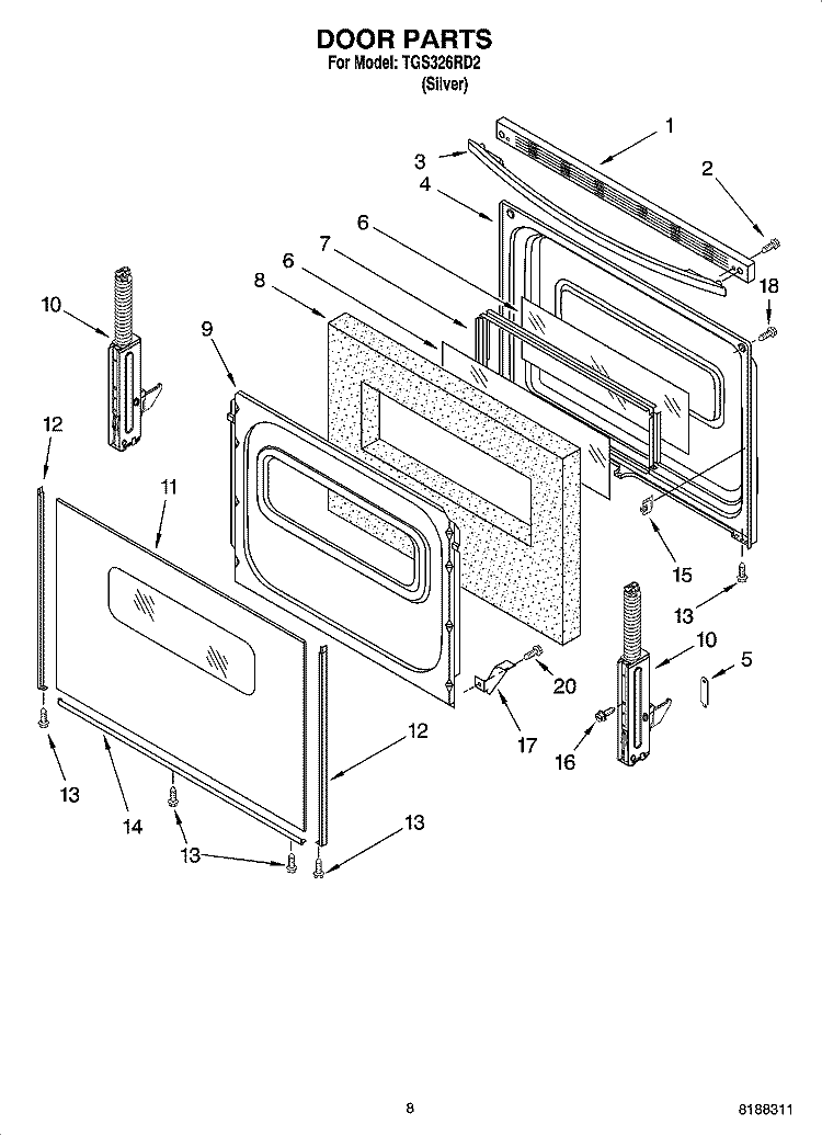DOOR PARTS, OPTIONAL PARTS Diagram and Parts List for TGS326RD2  Estate Range