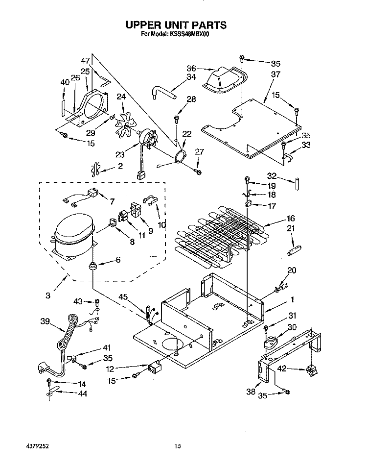 UPPER UNIT Diagram and Parts List for KSSS48MBX00  KitchenAid Refrigerator