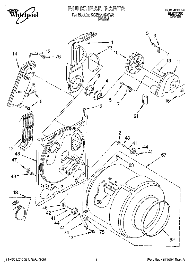 SECTION Diagram and Parts List for GCE2900XSW4  Whirlpool Dryer